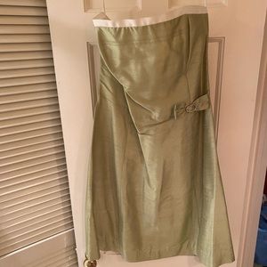 Molly B. Raw Silk Strapless Mini Dress with Grosgrain Ribbon Detail